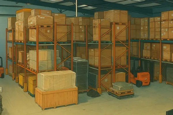 Illustration of a warehouse with racked pallets